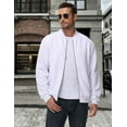 thumbnail image 3 of Xidunhg Men's Casual Varsity Bomber Jacket Lightweight Outerwear Jackets Waffle Zip up Fashion Coat White XL, 3 of 6