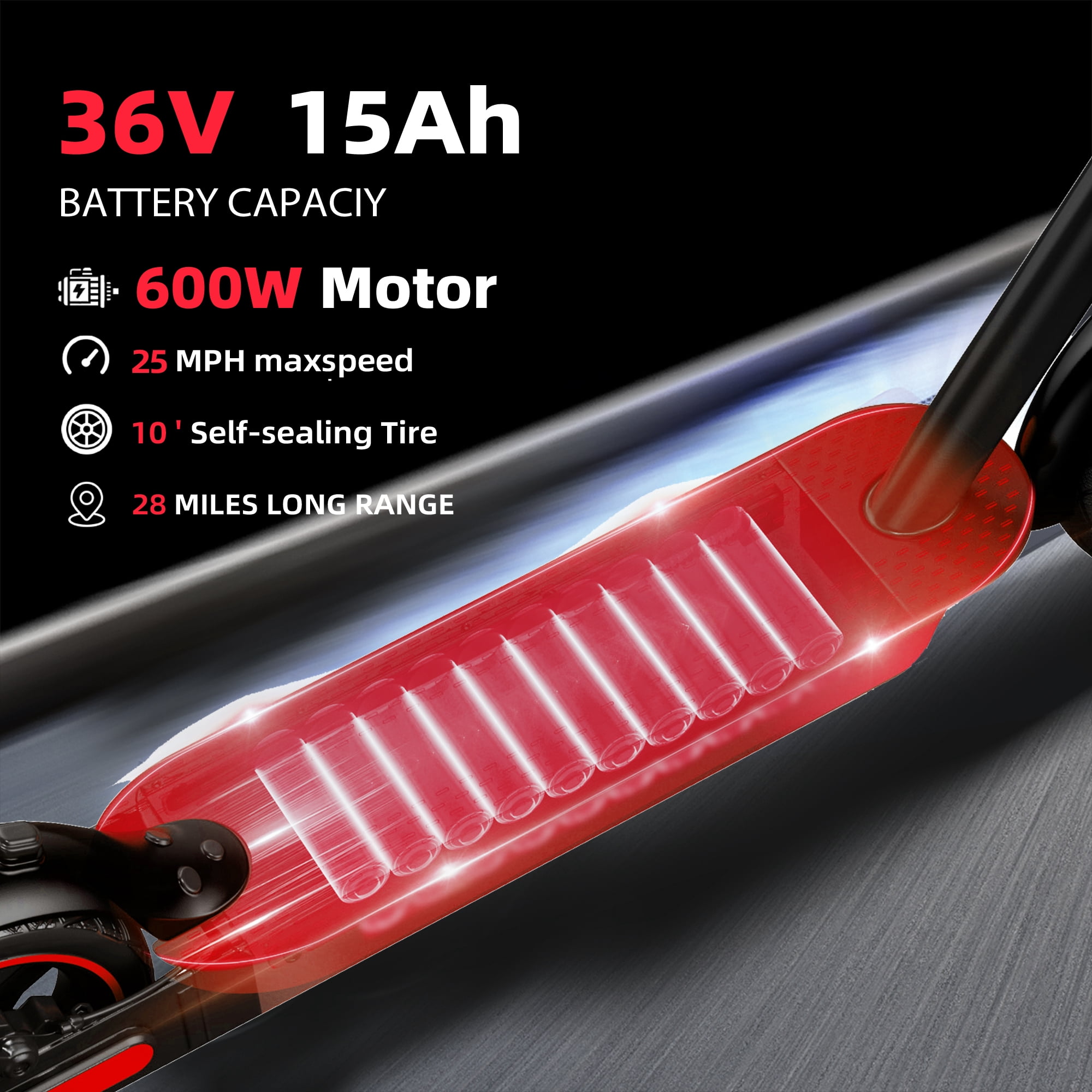 STOKRA Electric Scooter Adults, 600W Motor, 28 MPH Top Speed,10" Vacuum Big Tires, Foldable E-Scooter with App Control & Disc Braking System for Smart APP Contro