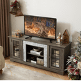 thumbnail image 2 of Farmhouse TV Stand for TVs up to 65", Wood Media Console Table with Storage, Long Entertainment Center with Glass Doors and Adjustable Shelves, for Living Room, Bedroom, 2 of 9