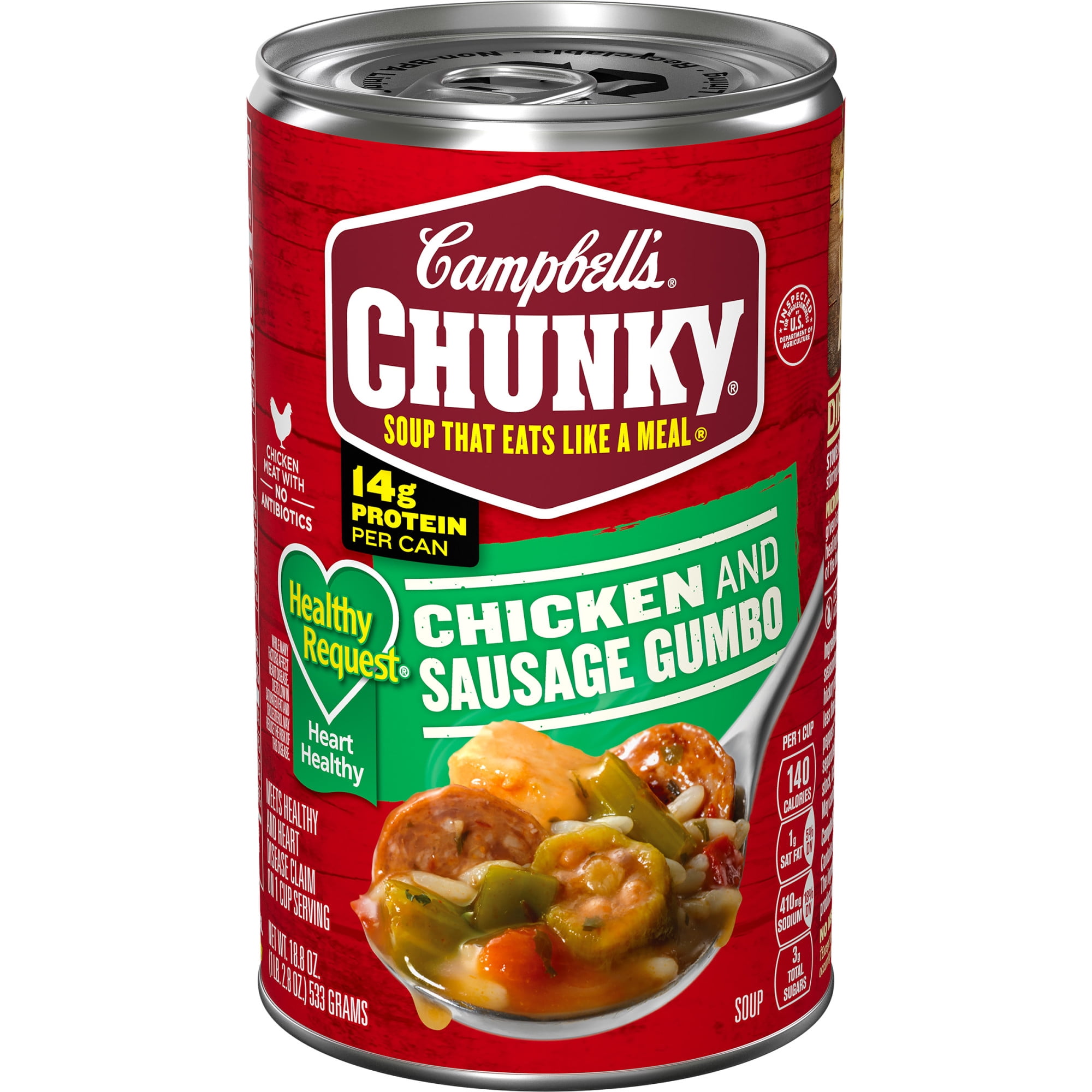 Campbell's Chunky Soup, Ready to Serve Healthy Request Chicken and Sausage Gumbo, 18.8 Oz Can
