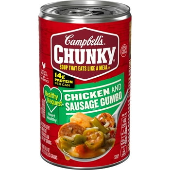 Campbell's Chunky Soup, Ready to Serve y Request Chicken and Sausage Gumbo, 18.8 Oz Can