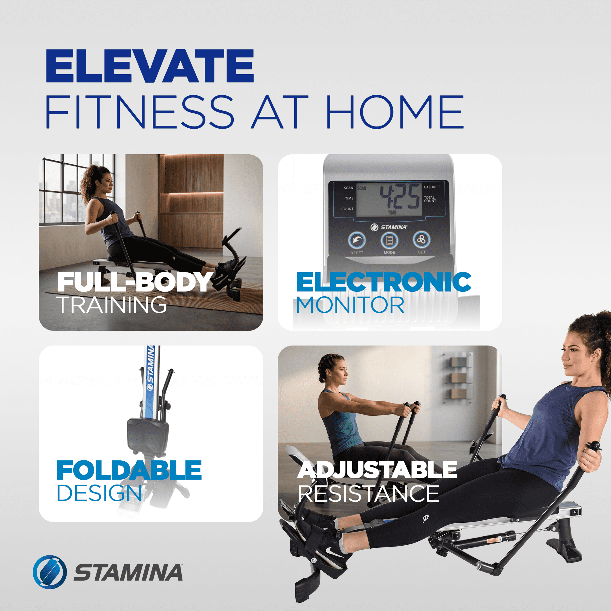 Stamina Hydraulic Rowing Machine, BodyTrac Glider, Full Body Exercise Equipment