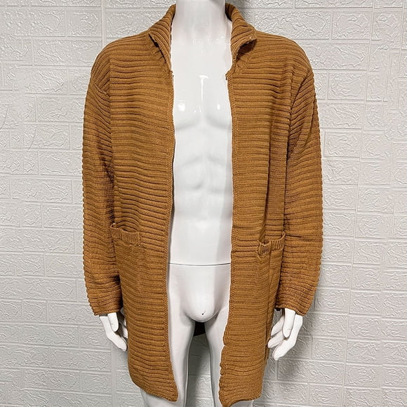 cardigan Automne et Hiver pour Hommes Couleur Unie Col Roulé Manches Longues Chandail Tricoté Manteau Chandail