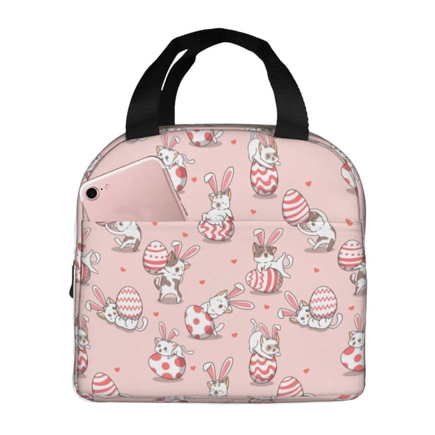 Easygdp Easter Rabbit Bolsa Térmica Premium - Tela Oxford Impermeable, Gran Capacidad, Bolsillo Frontal, Unisex para Trabajo, Escuela, Actividades al Aire Libre y Picnics