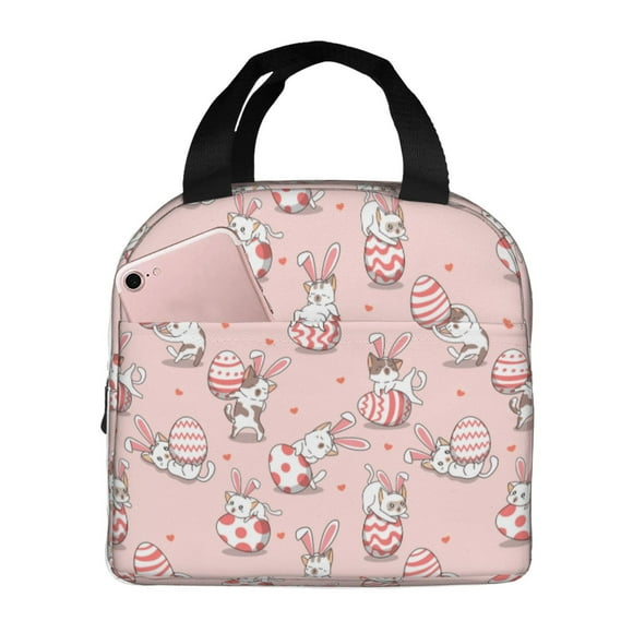 Easygdp Easter Rabbit Bolsa Térmica Premium - Tela Oxford Impermeable, Gran Capacidad, Bolsillo Frontal, Unisex para Trabajo, Escuela, Actividades al Aire Libre y Picnics