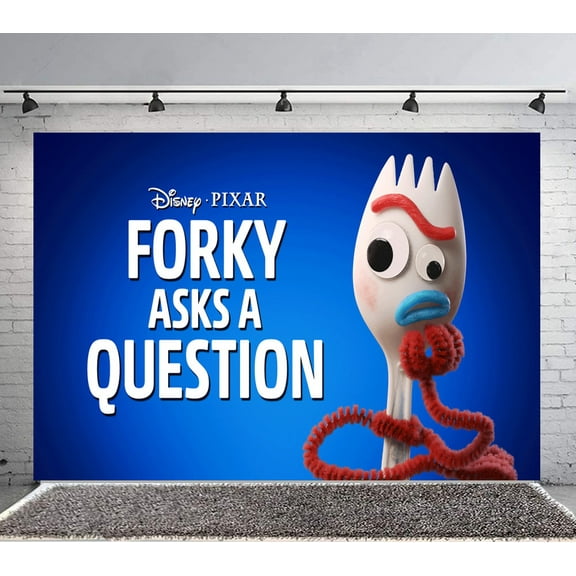 Forky Asks a Question Backdrop Banner Party Supplies Poster Movie Theme Background for Photography Birthday Decorations