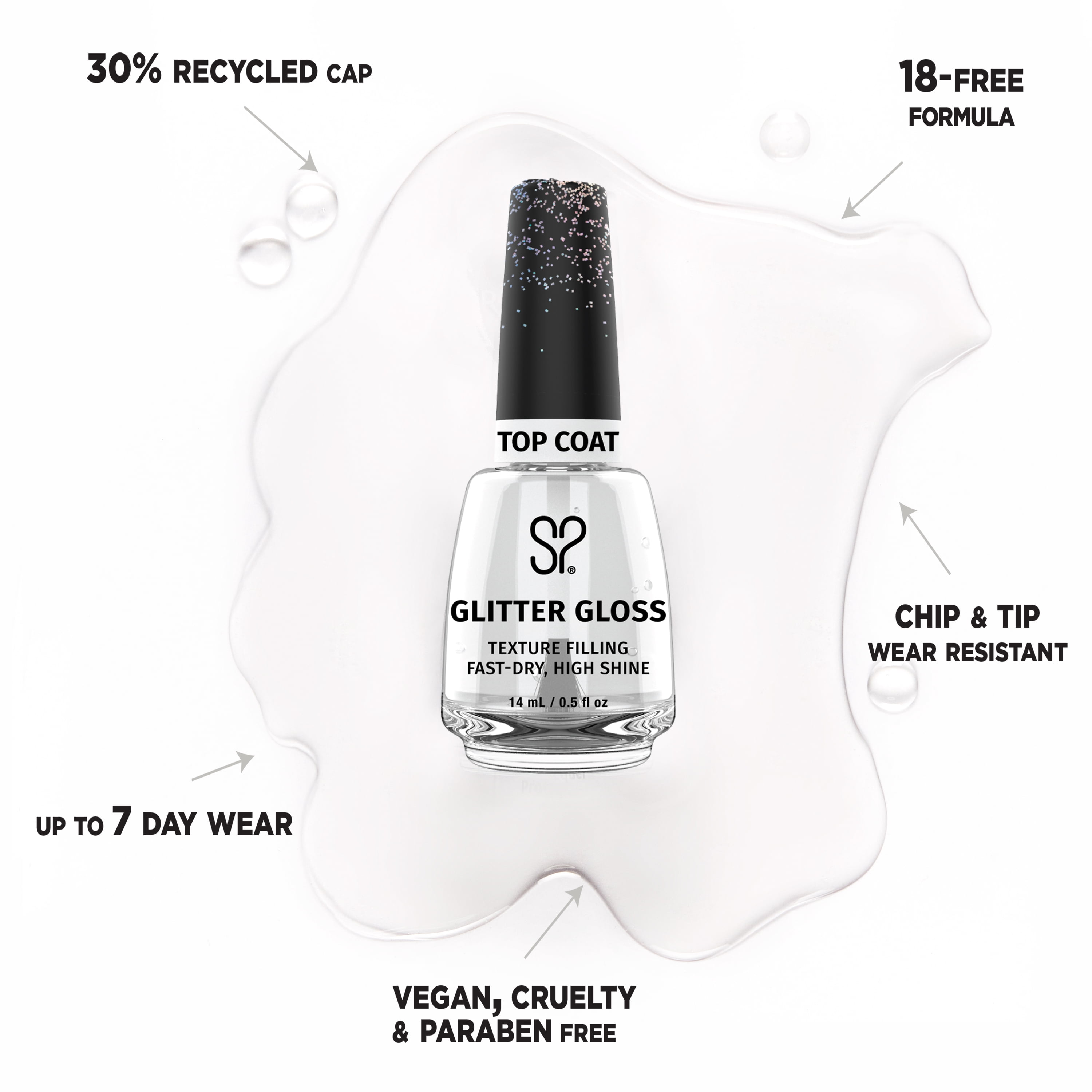 Salon Perfect Nail Polish, 473 Glitter Gloss Top Coat, 0.5 fl oz