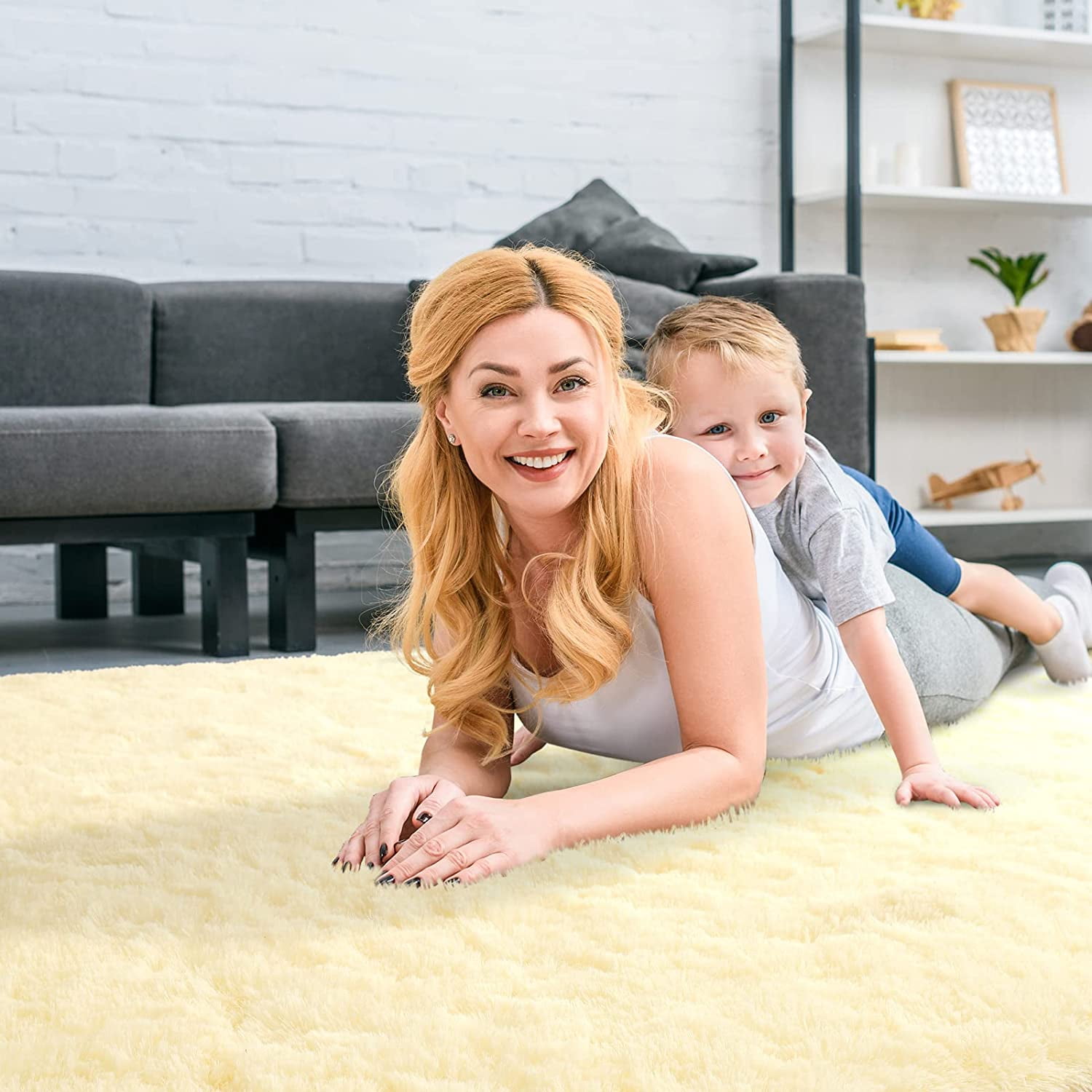 TWINNIS Super Soft Fluffy Carpets Shaggy Area Rugs For Living Room Bedroom  Nursery Room,6'x9',Cream