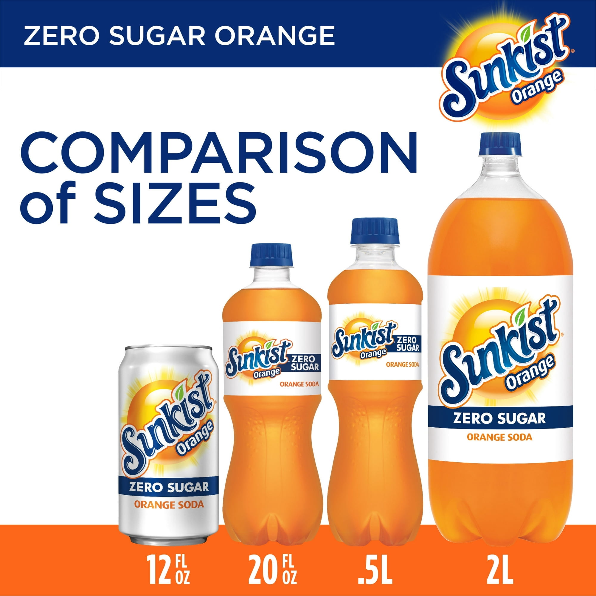 Sunkist Zero Sugar Orange Soda Pop, 12 Pack, 16.9 fl oz