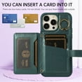 thumbnail image 3 of Dteck Wallet Crossbody for iPhone 14 Pro Max Case with Lanyard Wrist Strap Credit Card Holder, PU Leather Protective Phone Case with Ring Holder,Green, 3 of 8