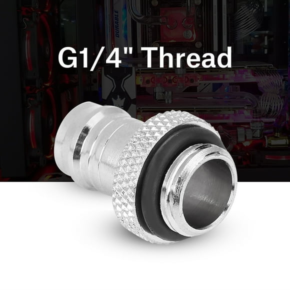 WALFRONT Filetage G1/4 à Raccord 3/8 Barb Tube Souple Chromé pour Refroidissement par Eau PC, Raccord Doux pour Raccord 3/8 Barb