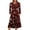 Wine, variant on Women's Christmas Printed Fashionable Loose Round-Neck Dress for Casual Comfort and Holiday Festivities with Vintage Print,Earthy Yellow,2XL