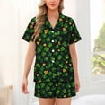 thumbnail image 2 of Fewfanhot Women's Shamrock Print Shorts Pajama Set, Soft Button Down Sleepwear for St.Patrick's Day, Two-Piece Pajamas, 2 of 6
