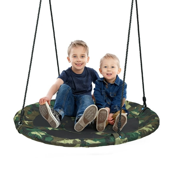 Patiojoy 40" Flying Saucer Tree Swing Set Outdoor Round Swing w/Adjustable Hanging Ropes for Children Tree Park Backyard