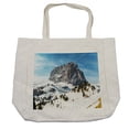 thumbnail image 1 of Mountain Shopping Bag, Majestic Mountain Northerns Italy European Mediterranean Snowy Peak Nature, Eco-Friendly Reusable Bag for Groceries Beach and More, 15.5" X 14.5", Cream, by Ambesonne, 1 of 2