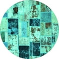 thumbnail image 1 of Ahgly Company Indoor Round Patchwork Turquoise Blue Transitional Area Rugs, 6' Round, 1 of 4