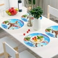 thumbnail image 6 of GZHJMY PVC Placemats 4PCS Merry Christmas Santa Round Washable Anti-Skid Polyester Place Mats for Family Gathering, BBQ, Hotel Dinner Decoration 15.4in Table Mat, 6 of 7