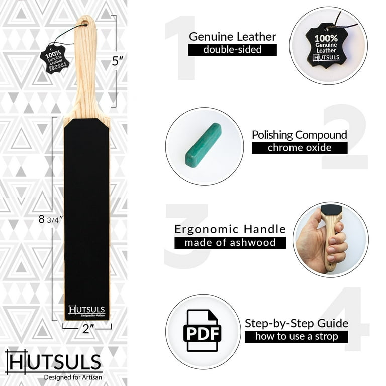 Hutsuls Black Leather Strop with Compound - Stropping Kit, Green Honin –  HUTSULS