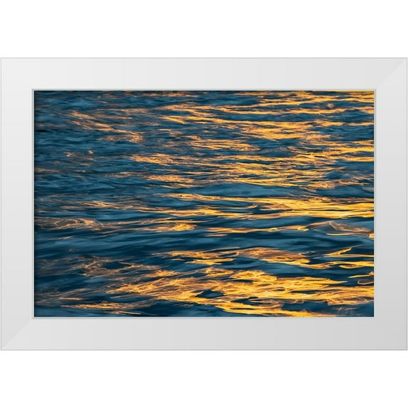 Jones, Adam 14x11 White Modern Wood Framed Museum Art Print Titled - Sunset light on waters off Santa Cruz Island-Galapagos Islands-Ecuador