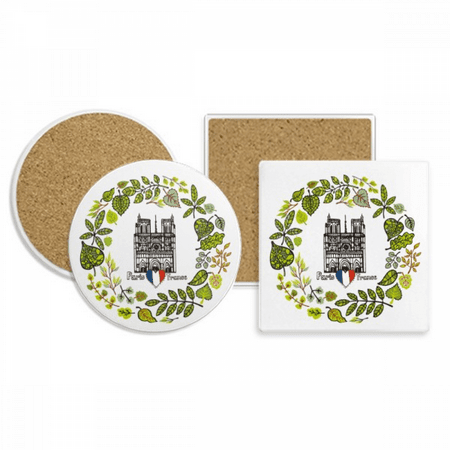 

cathedral paris france coaster cup mug holder absorbent stone cork base set