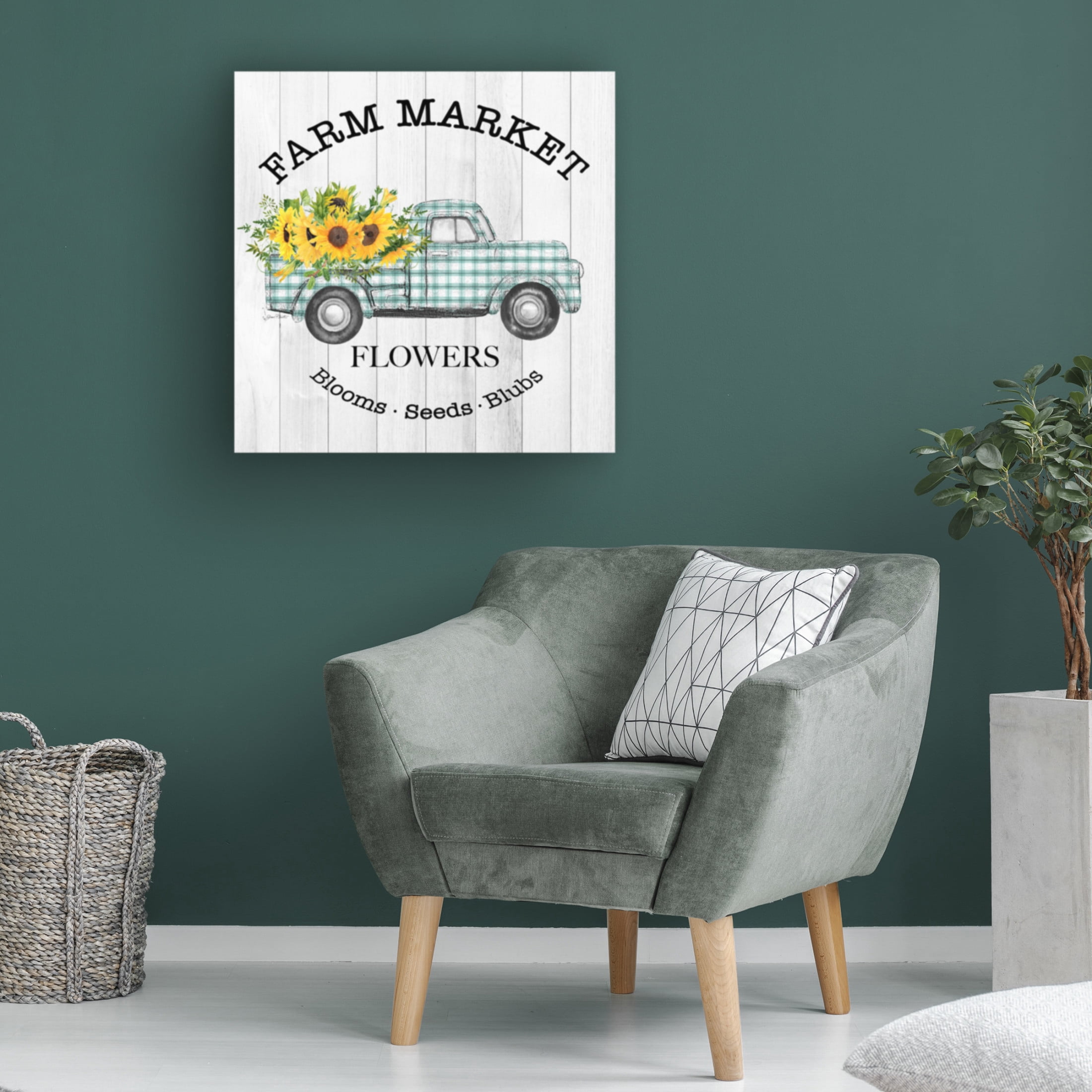 Canvas Wall Art - Jean Plout 'Farm Market Sunflowers A' Wall Art for Living Room, Bedroom, or Office Décor by Trademark Fine Art - 35 x 35 Inches