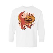 Awkward Styles Halloween Youth Sweatshirt Pumpkin Dinosaur Crewneck Tee for Kids