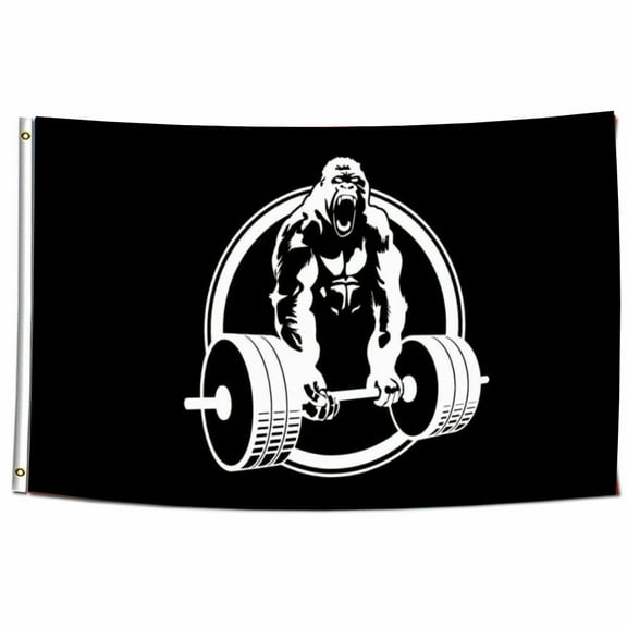 3x5Ft GYM Black Banner Gorilla Weight Lifting Flag College Room Garage Wall FL08