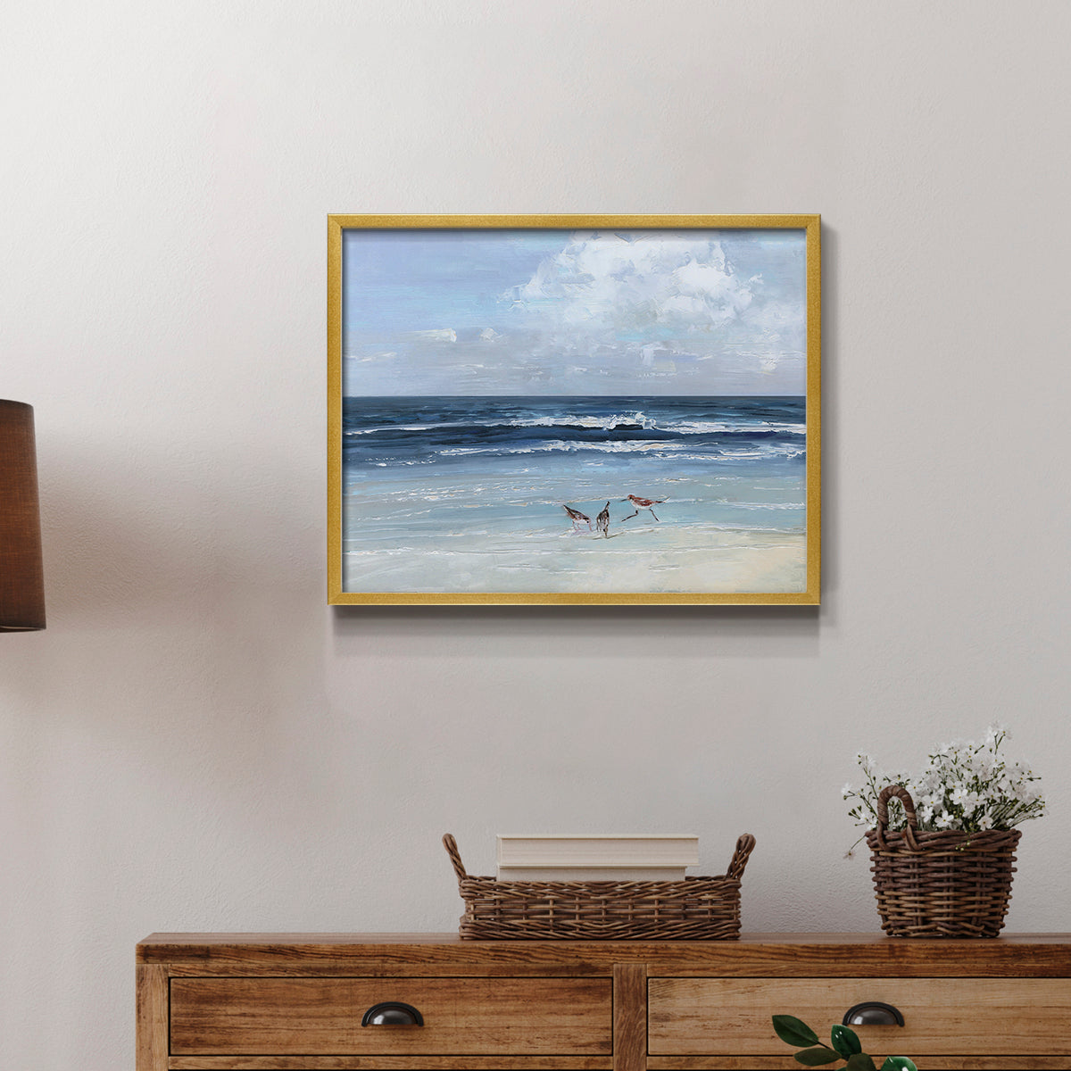 Beach Trio by Sally Swatland - Restickable Framed Giclée Print