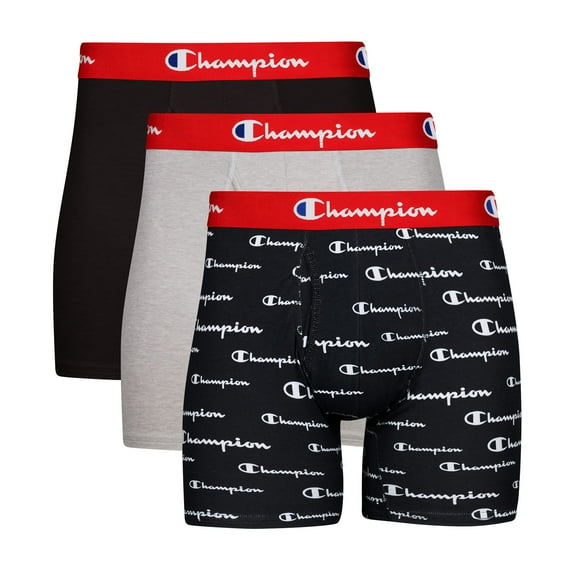 Calzoncillos boxer Champion Everyday de algodón elástico para hombre, color negro y gris