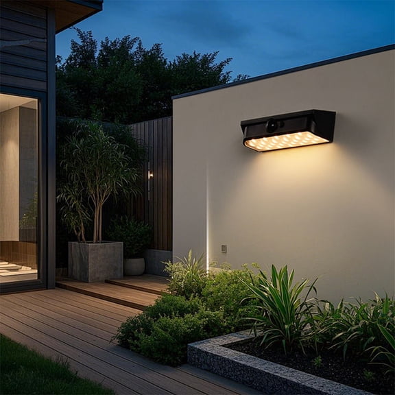 Solar Powered Outdoor Wall Light with Motion Sensor, Waterproof LED Wall Lamp Moonlight Body Induction for Patio Garden Balcony