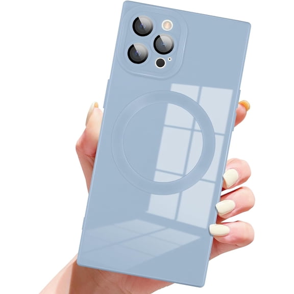 Case for iPhone 12 Pro Magnetic [Compatible with Magsafe] [Camera Lens Protector] Soft TPU Phone Case for Women Men Anti-Scratch Protective Cover for iPhone 12 Pro Light Blue