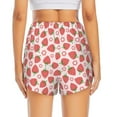 thumbnail image 4 of Xecao's Strawberry Flower for a double-layer running short for women, perfect for gym, tennis, and more, featuring a convenient pocket., 4 of 9