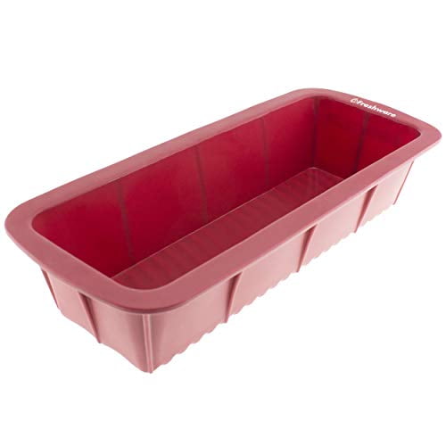 Freshware CB-103RD 12.5-inch Large Silicone Mold/Loaf Pan for Soap and Bread 1 Piece