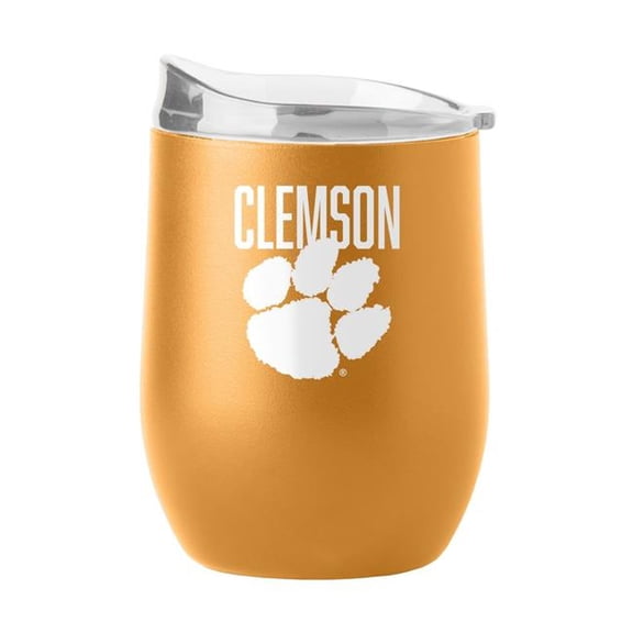 Logo Brands 123-S16PB-OAK-49 Clemson 16 oz Huddle Powder Coat Curved Beverage