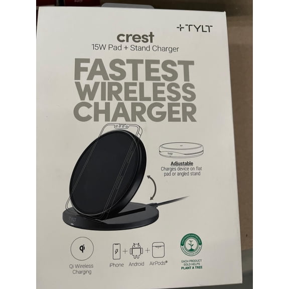 Pre-Owned Tylt Crest 15W Wireless Charging Convertible Stand - Black