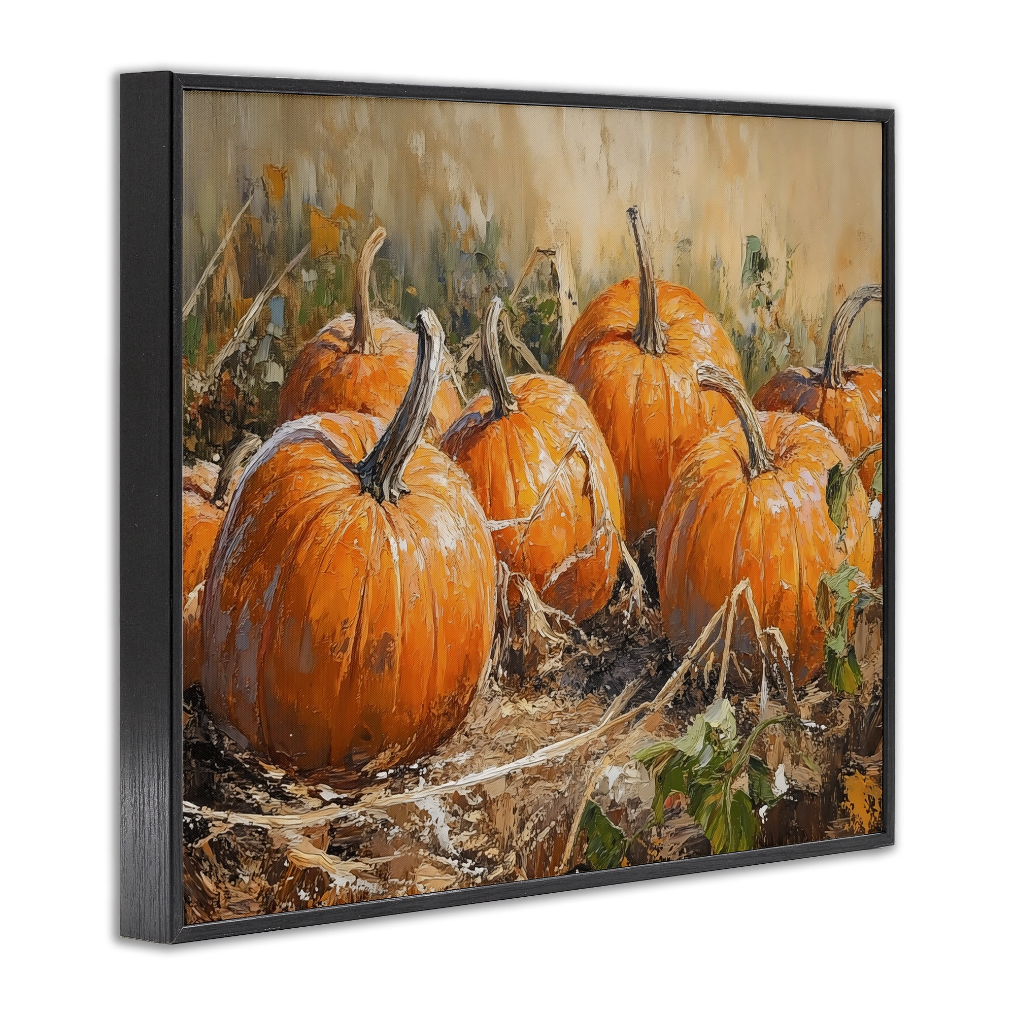 Stupell Industries Pumpkin Patch Autumn Harvest Scene Black Framed Giclee Art, design by Nini Art