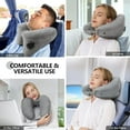thumbnail image 2 of SunshineFace Neck Pillow for Travel Inflatable Airplane Pillow Comfortably Supports Head, Neck and Chin, Inflatable Travel Pillow with Soft Velour Cover and Portable Drawstring Bag (Grey), 2 of 8