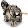 thumbnail image 1 of Cenicero vintage a prueba de viento con tapas - Cenicero de mesa de modelado de elefante retro para uso en interiores y exteriores, decoración retro para el hogar y la oficina Bronce, 1 of 3