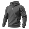 thumbnail image 5 of Casual Hoodies for Men,Half Zip,Long Sleeve Solid Sweatshirt with Kangaroo Pocket for Campus Daily Looks, 5 of 6