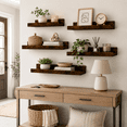 thumbnail image 5 of KAIWIN Brown Wood Floating Shelves Set of 5 (24/16/14/10In) - Wall Mounted Storage & Decor for Home, 5 of 5