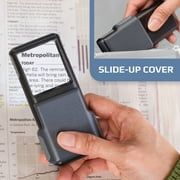 Carson MiniBrite Powerful 5x LED Compact Magnifier with Light & Protective Cover, Slide-Out Magnifying Glass