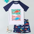 thumbnail image 2 of ZTKWD 2pc Boys' Short Sleeve Rashguard Swim Shirt Swim Trunks Swimwear Sets Shark Beach, 2 of 8