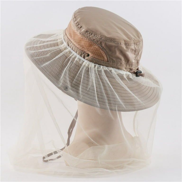 Head Net Hat, Safari Hat Sun Hat Bucket Hat with Hidden Net Mesh Mosquito  Repellent Cap 