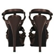 thumbnail image 5 of YDN Women Open Toe Studded T-Strap Sandals Platform Buckle Super High Heels Sexy Cocktail Party Show Shoes Size 4 Brown, 5 of 5