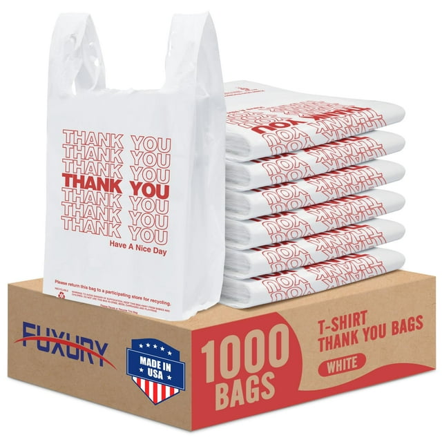 Bolsas de agradecimiento de plástico Fuxury 1000 unidades (blancas) 30 x 16,5 x 53 cm