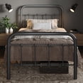 thumbnail image 2 of Allewie Twin Size Metal Platform Bed Frame with Victorian Style Wrought Iron-Art Headboard/Footboard, Silver Gray, 2 of 6