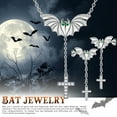thumbnail image 2 of Halloween Bat & Cross Necklace Earrings Jewelry Set Silver-Plated - Women Gothic Statement Jewelry Halloween Party Cosplay Accessories, 2 of 6