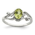 thumbnail image 6 of 925 Sterling Silver Rhodium Plated Diamond and Peridot Oval Ring Size 9, 6 of 7