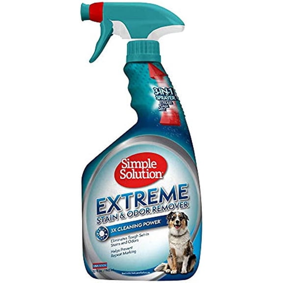 Simple Solution Cat Extreme Pet Stain and Odor Remover | Enzymatic Cleaner with 3X Pro-Bacteria Cleaning Power | 32 Ounces