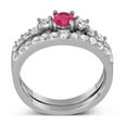 thumbnail image 3 of Classic Art Deco 2 Carat Round Shape Red Ruby Moissanite Diamond Wedding Ring Set in 10k White Gold, 3 of 3